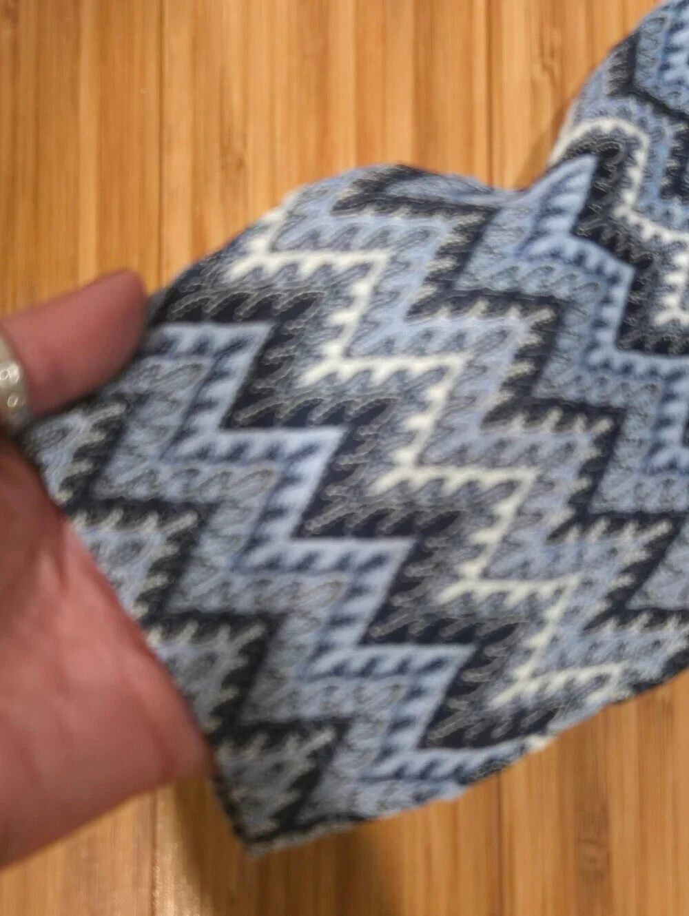 JM Collection Blue Chevron V-Neck Knit Top